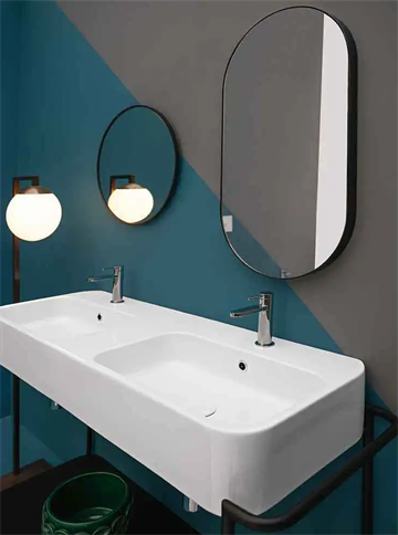 Lavabo Cosa 120 dobbelt håndvask 120 x 45 cm m/hanehul, hvid